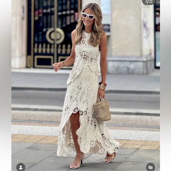 Zara crochet top and skirt set size S NWT